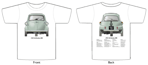 BMW Isetta 300 (3 wheel) 1957-62 T-shirt Front & Back